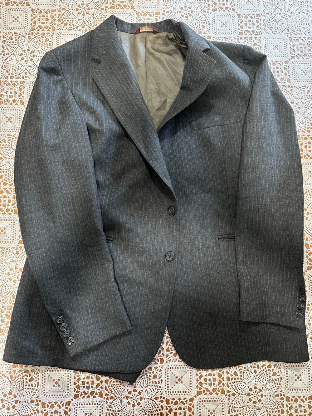 Cricketeer Men’s Gray Pinstripe Blazer Suit Jacket Estimated 40